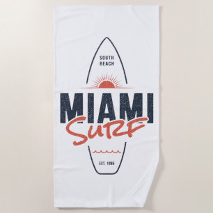 Miami Surf – Vintage strand zonsondergang surfplan Strandlaken