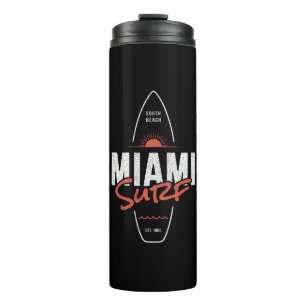 Miami Surf – Vintage strand zonsondergang surfplan Thermosbeker