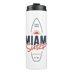 Miami Surf – Vintage strand zonsondergang surfplan Thermosbeker