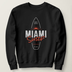 Miami Surf – Vintage strand zonsondergang surfplan Trui