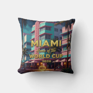 Miami Thuis WK 2026 ArtDeco Voetbal Nacht Kussen