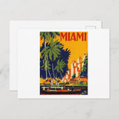 Miami Travel Poster Briefkaart (Voorkant / Achterkant)