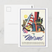 Miami Travel Poster Briefkaart (Voorkant / Achterkant)