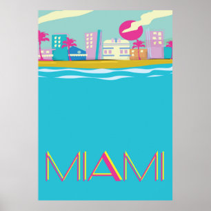  Miami Travel poster uit de jaren tachtig