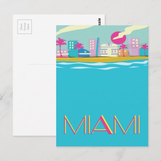  Miami Travel poster uit de jaren tachtig Briefkaart (Voorkant / Achterkant)