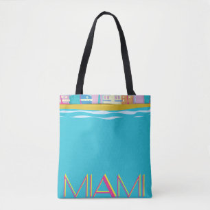 Miami Travel poster uit de jaren tachtig Tote Bag