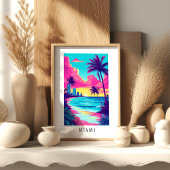 Miami Tropical Beach Sunset Poster