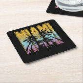 Miami Vacation Souvenir - Retro Beach Apparel Kartonnen Onderzetters (Schuin)