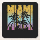 Miami Vacation Souvenir - Retro Beach Apparel Kartonnen Onderzetters (Voorkant)