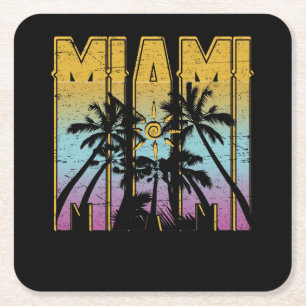 Miami Vacation Souvenir - Retro Beach Apparel Kartonnen Onderzetters