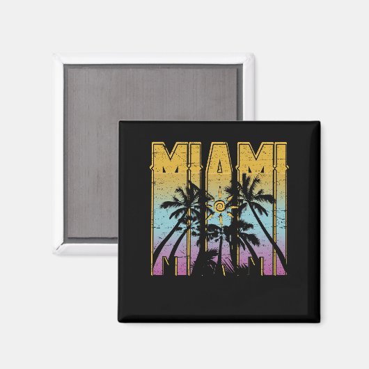 Miami Vacation Souvenir - Retro Beach Apparel Magneet (Voorkant / Achterkant)
