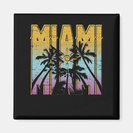 Miami Vacation Souvenir - Retro Beach Apparel Magneet (Voorkant)