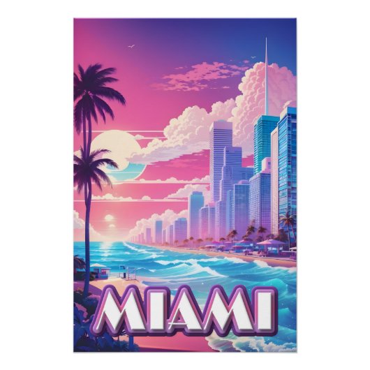 Miami Vaporwave Reizen Perfect Poster (Voorkant)