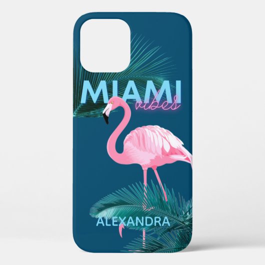 Miami Vibes Neon Flamingo Persoonlijk Case-Mate iPhone Case (Achterkant)