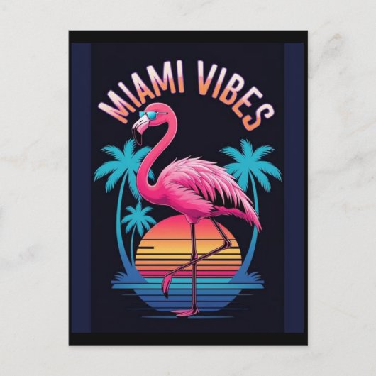 Miami Vibes Summer Flamingo Design-63454 Briefkaart (Voorkant)
