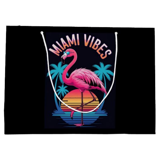 Miami Vibes Summer Flamingo Design-63454 Groot Cadeauzakje (Achterkant)
