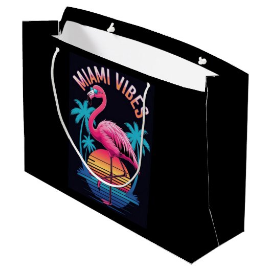 Miami Vibes Summer Flamingo Design-63454 Groot Cadeauzakje (Achterkant Gekanteld)