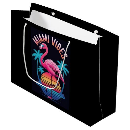 Miami Vibes Summer Flamingo Design-63454 Groot Cadeauzakje (Voorkant Gekanteld)