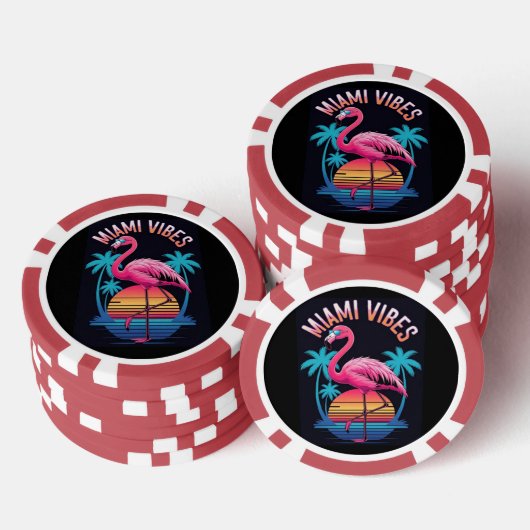 Miami Vibes Summer Flamingo Design-63454 Poker Chips (Opstapeling)
