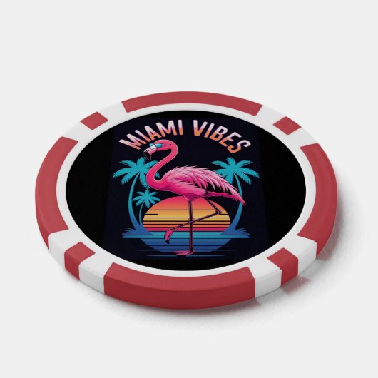 Miami Vibes Summer Flamingo Design-63454 Poker Chips (Enkel)