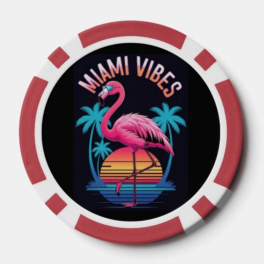 Miami Vibes Summer Flamingo Design-63454 Poker Chips (Achterkant)