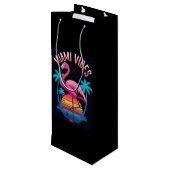 Miami Vibes Summer Flamingo Design-63454 Wijn Cadeautas (Achterkant Gekanteld)