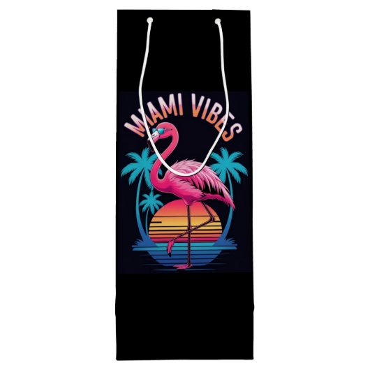 Miami Vibes Summer Flamingo Design-63454 Wijn Cadeautas (Achterkant)
