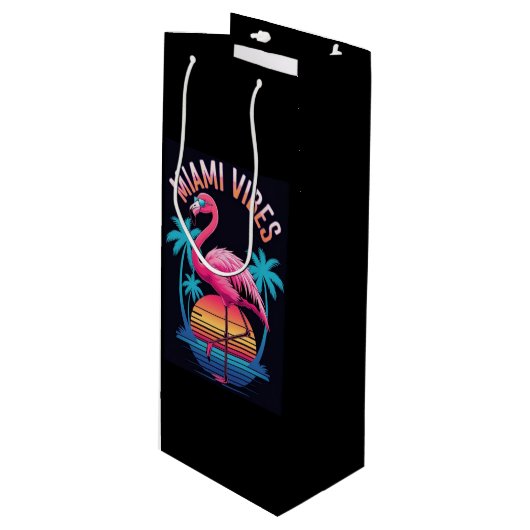 Miami Vibes Summer Flamingo Design-63454 Wijn Cadeautas (Voorkant Gekanteld)