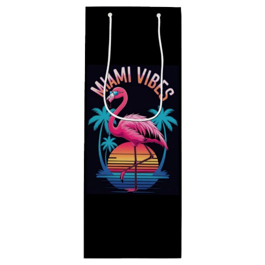 Miami Vibes Summer Flamingo Design-63454 Wijn Cadeautas (Voorkant)