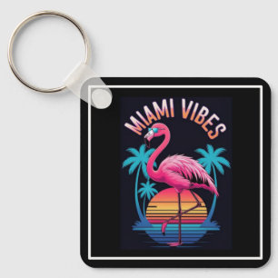 Miami Vibes Zomer Flamingo Ontwerp-63454 Sleutelhanger