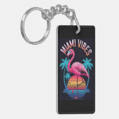 Miami Vibes Zomer Flamingo Ontwerp-63454 Sleutelhanger (Voorkant Links)