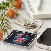 Miami Vibes Zomer Flamingo Ontwerp-63454 Sleutelhanger (Voorkant Rechts)