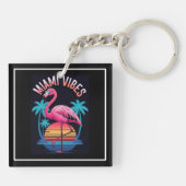 Miami Vibes Zomer Flamingo Ontwerp-63454 Sleutelhanger (Achterkant)