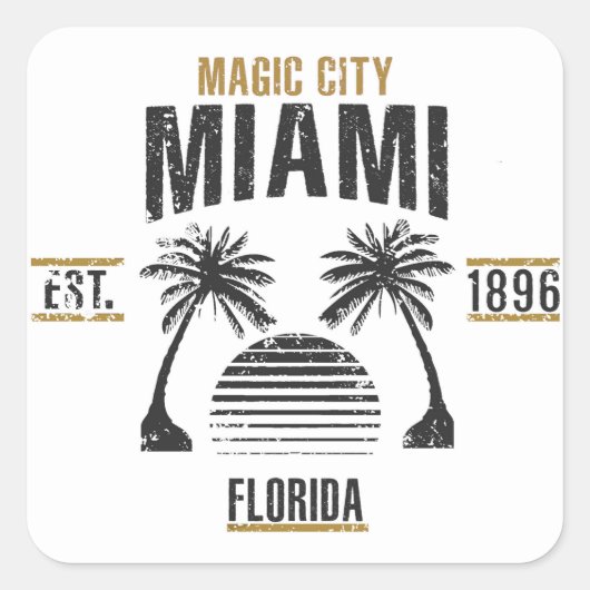 Miami Vierkante Sticker (Voorkant)
