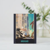 Miami vintage poster  briefkaart (Staand voorkant)