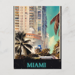 Miami vintage poster van CallisC Briefkaart