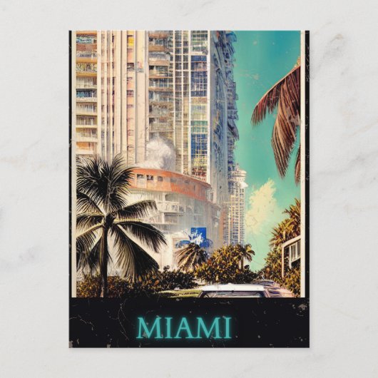 Miami vintage poster van CallisC Briefkaart (Voorkant)