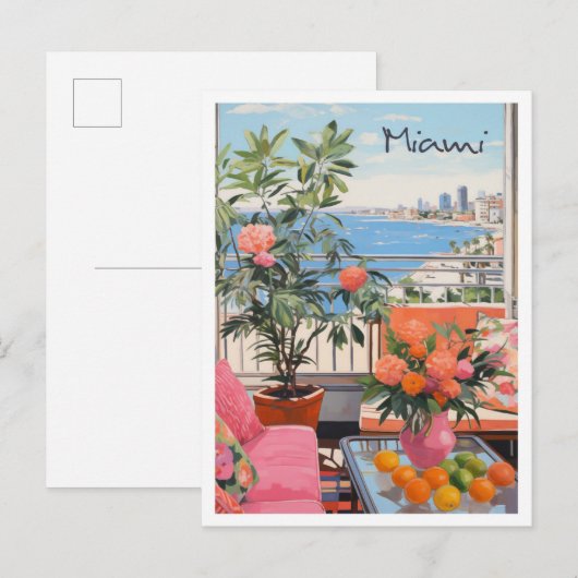 Miami Vintage Reis Kunst Briefkaart (Voorkant / Achterkant)