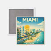 Miami Vintage Reisposter Magneet (Voorkant / Achterkant)
