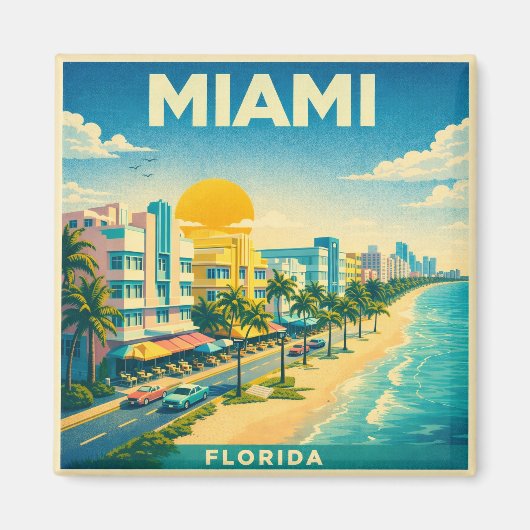 Miami Vintage Reisposter Magneet (Voorkant)