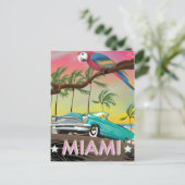 Miami vintage retro reisprint briefkaart (Staand voorkant)