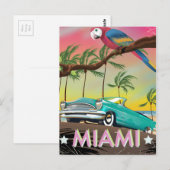 Miami vintage retro reisprint briefkaart (Voorkant / Achterkant)
