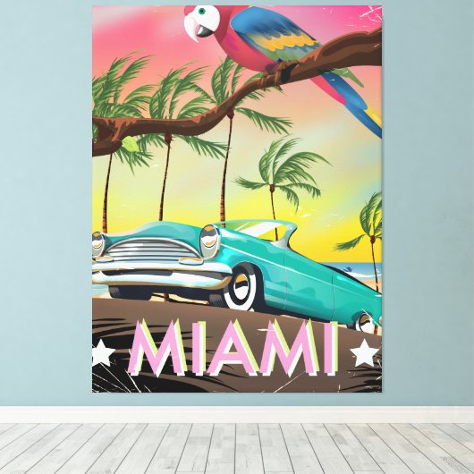Miami vintage retro Reisprint Canvas Afdruk (Insitu (Houten vloer))