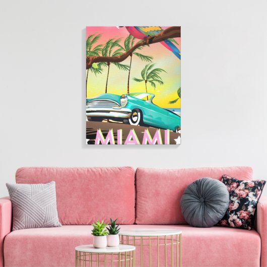 Miami vintage retro Reisprint Canvas Afdruk (Insitu (Woonkamer))