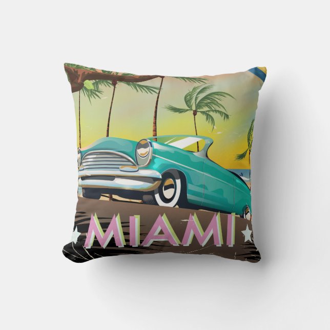 Miami vintage retro Reisprint Kussen (Voorkant)