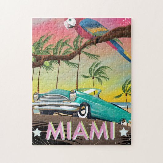 Miami vintage retro Reisprint Legpuzzel (Verticaal)