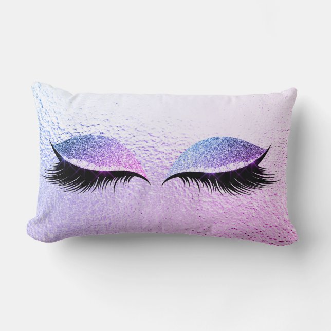 Miami Vivid Bright Pink Glitter Black Glam Makeup Kussen (Voorkant)