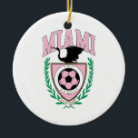 Miami Voetbal Varsity Stijl Keramisch Ornament<br><div class="desc">Miami Voetbal Varsity Stijl</div>