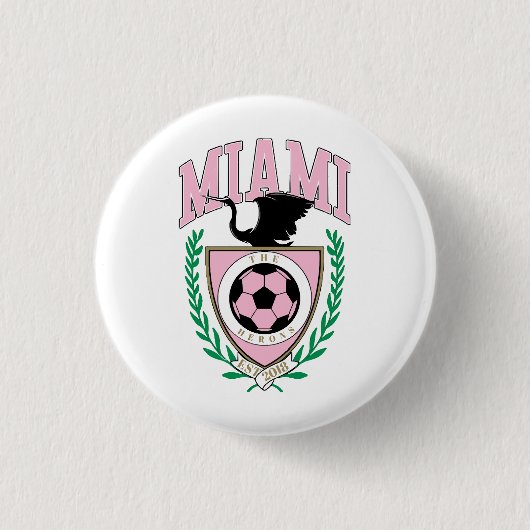 Miami Voetbal Varsity Stijl Ronde Button 3,2 Cm (Voorkant)