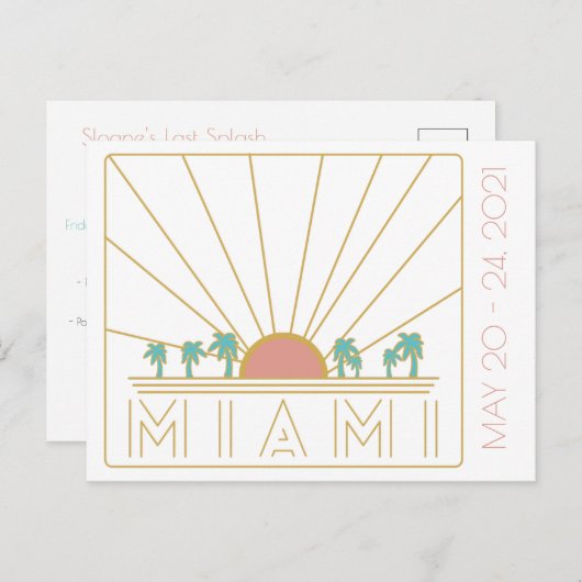 Miami vrijgezellenfeest ansichtkaart briefkaart (Voorkant / Achterkant)